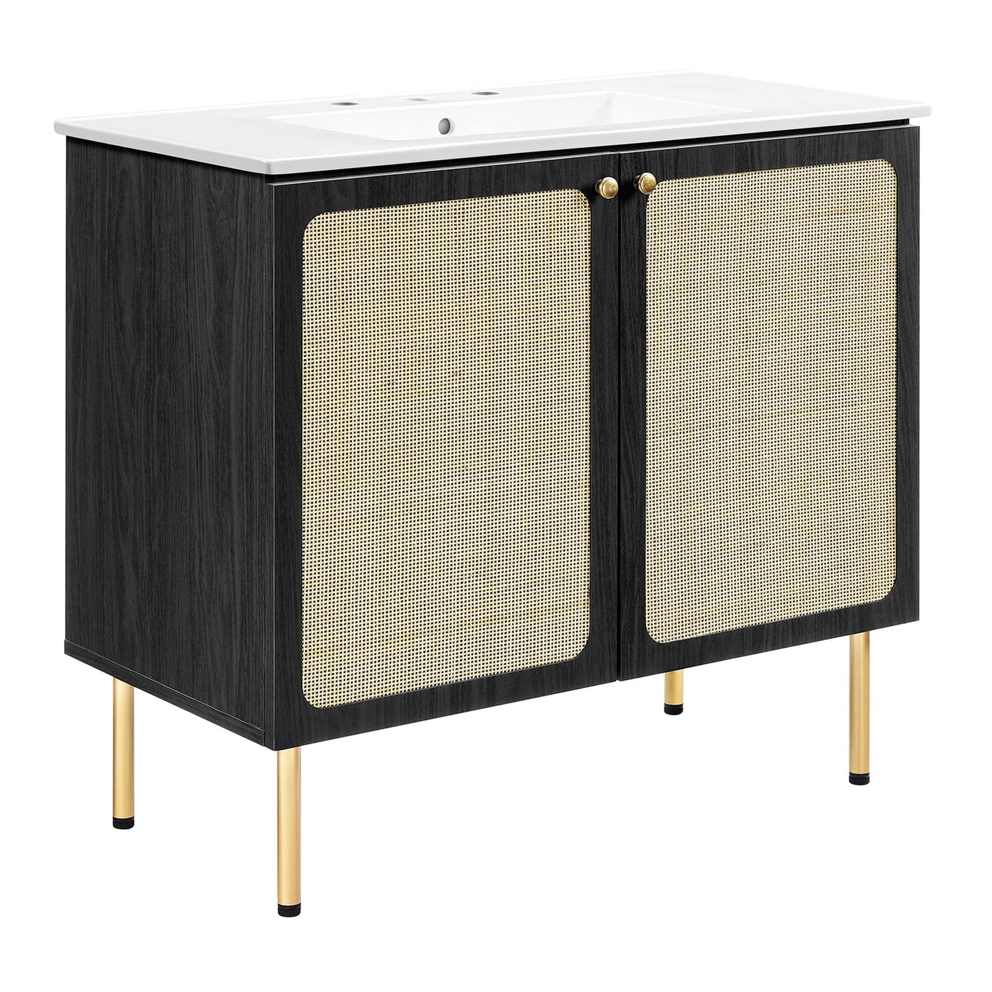 Modway furniture Chaucer Bathroom Vanity with White Basin Included - EEI-6693-BLK-WHI