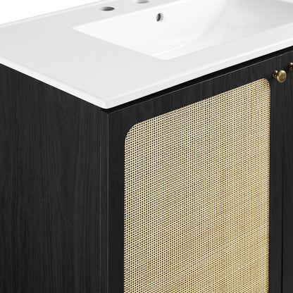 Modway furniture Chaucer Bathroom Vanity with White Basin Included - EEI-6693-BLK-WHI