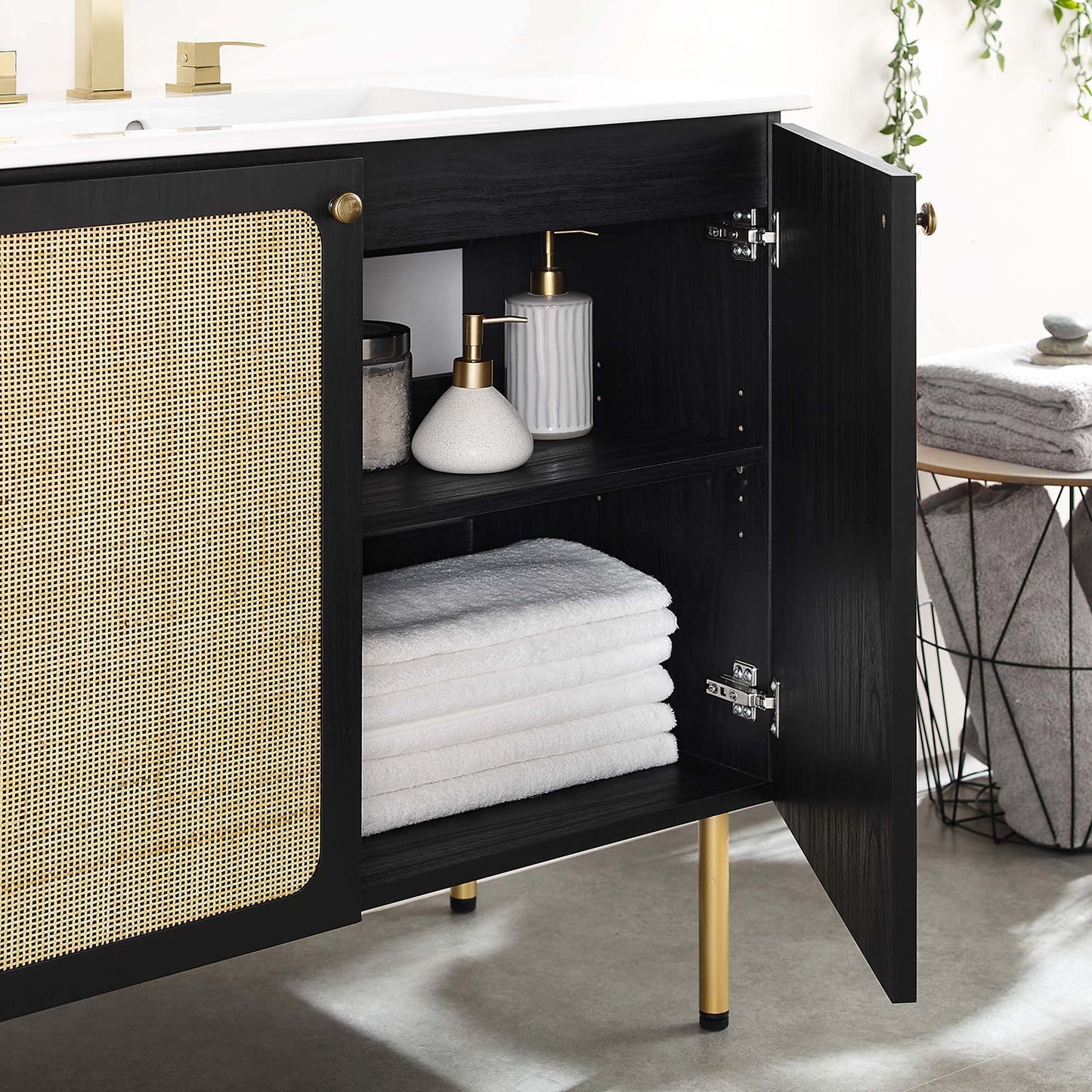 Modway furniture Chaucer Bathroom Vanity with White Basin Included - EEI-6693-BLK-WHI