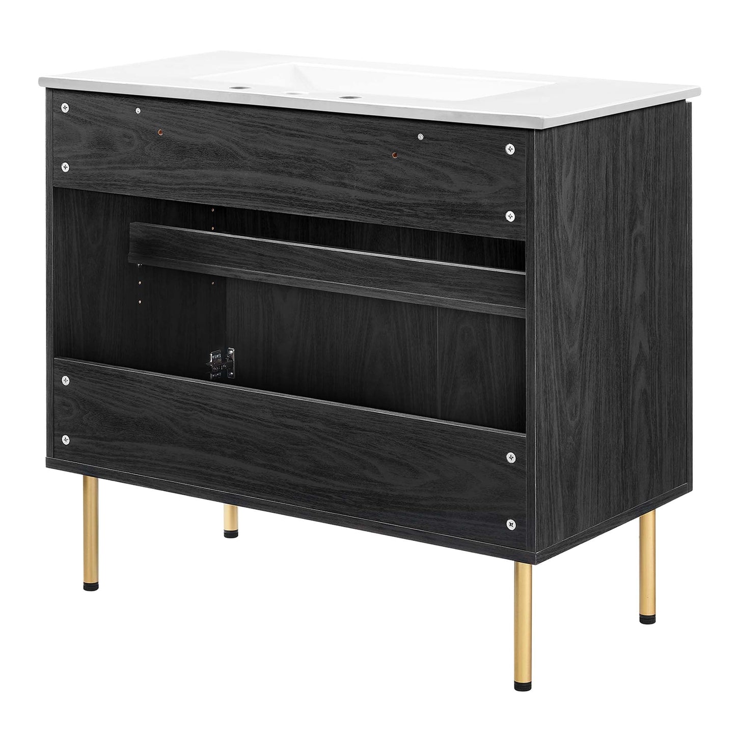 Modway furniture Chaucer Bathroom Vanity with White Basin Included - EEI-6693-BLK-WHI