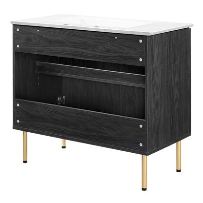 Modway furniture Chaucer Bathroom Vanity with White Basin Included - EEI-6693-BLK-WHI