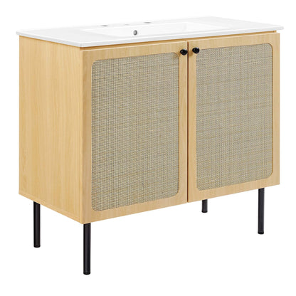 Modway furniture Chaucer Bathroom Vanity with White Basin Included - EEI-6693-BLK-WHI