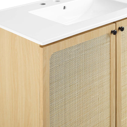 Modway furniture Chaucer Bathroom Vanity with White Basin Included - EEI-6693-BLK-WHI