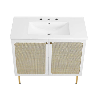 Modway furniture Chaucer Bathroom Vanity with White Basin Included - EEI-6693-BLK-WHI