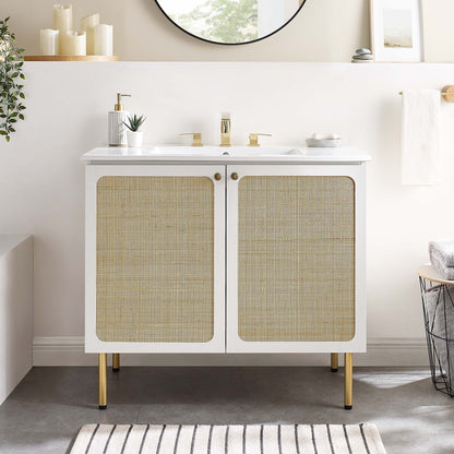 Modway furniture Chaucer Bathroom Vanity with White Basin Included - EEI-6693-BLK-WHI