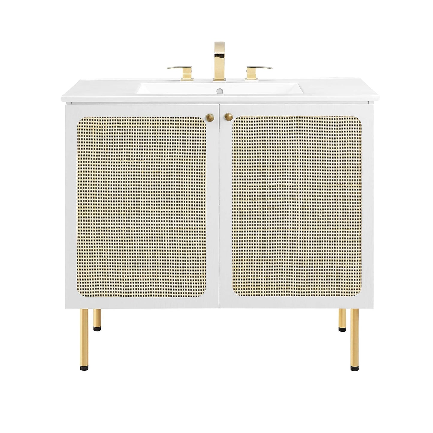 Modway furniture Chaucer Bathroom Vanity with White Basin Included - EEI-6693-BLK-WHI
