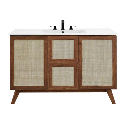 Modway furniture Soma Bathroom Vanity with White Basin Included - EEI-6711-OAK-WHI