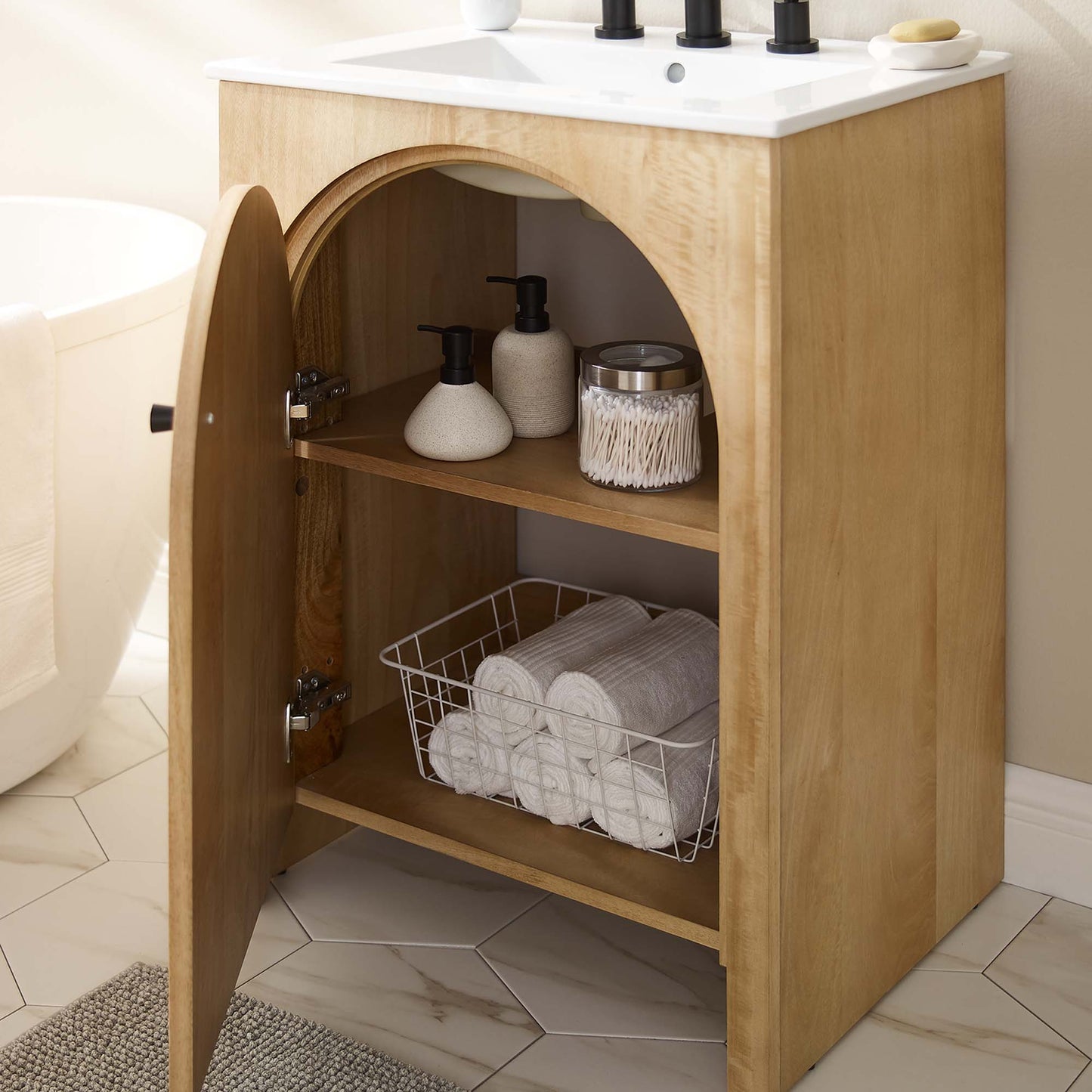 Modway furniture Appia Bathroom Vanity Basin Included - EEI-6788-OAK-WHI
