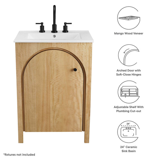 Modway furniture Appia Bathroom Vanity Basin Included - EEI-6788-OAK-WHI