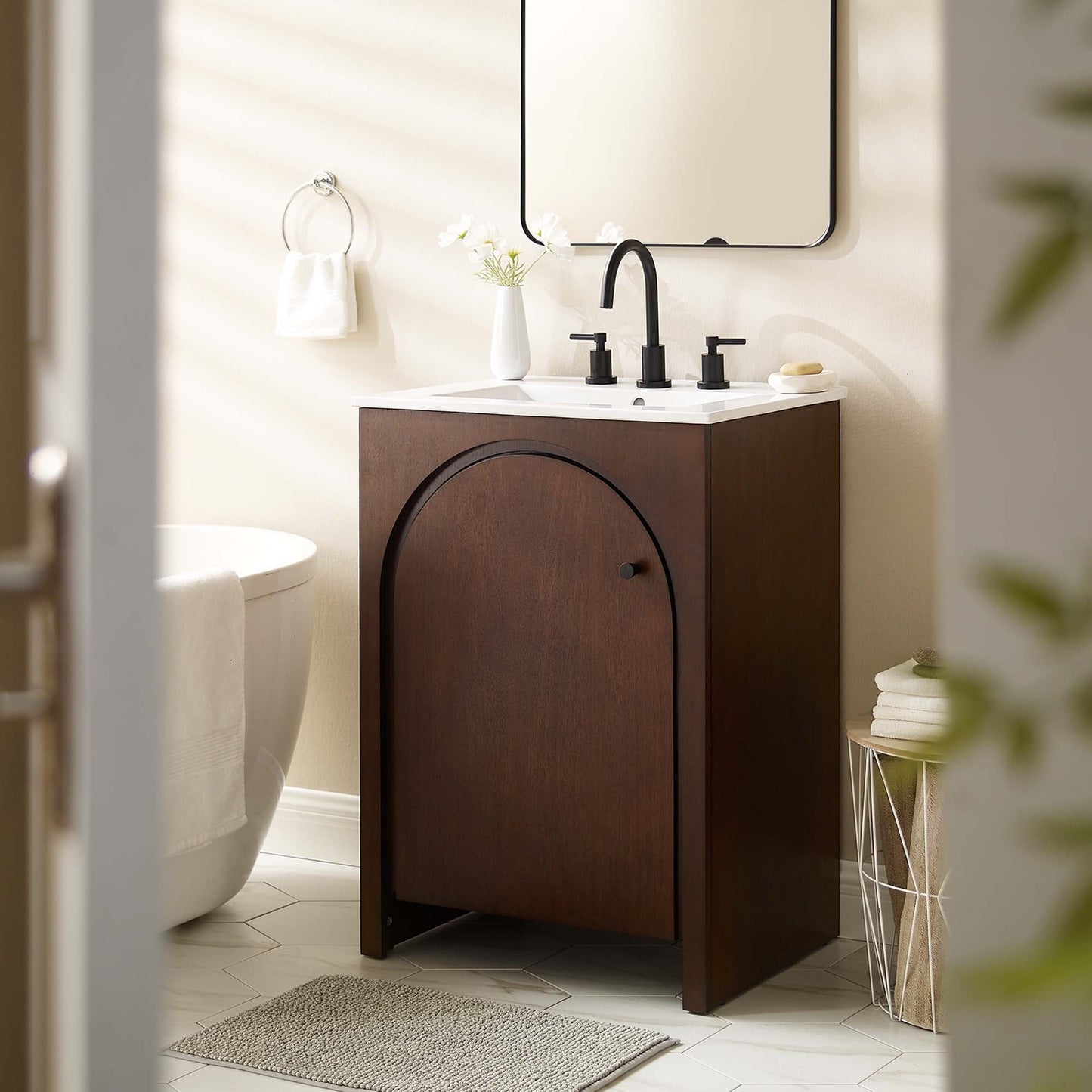 Modway furniture Appia Bathroom Vanity Basin Included - EEI-6788-OAK-WHI