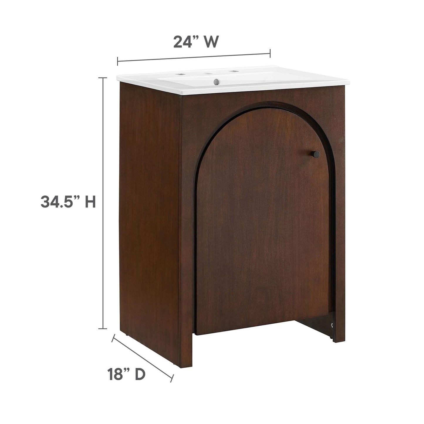 Modway furniture Appia Bathroom Vanity Basin Included - EEI-6788-OAK-WHI