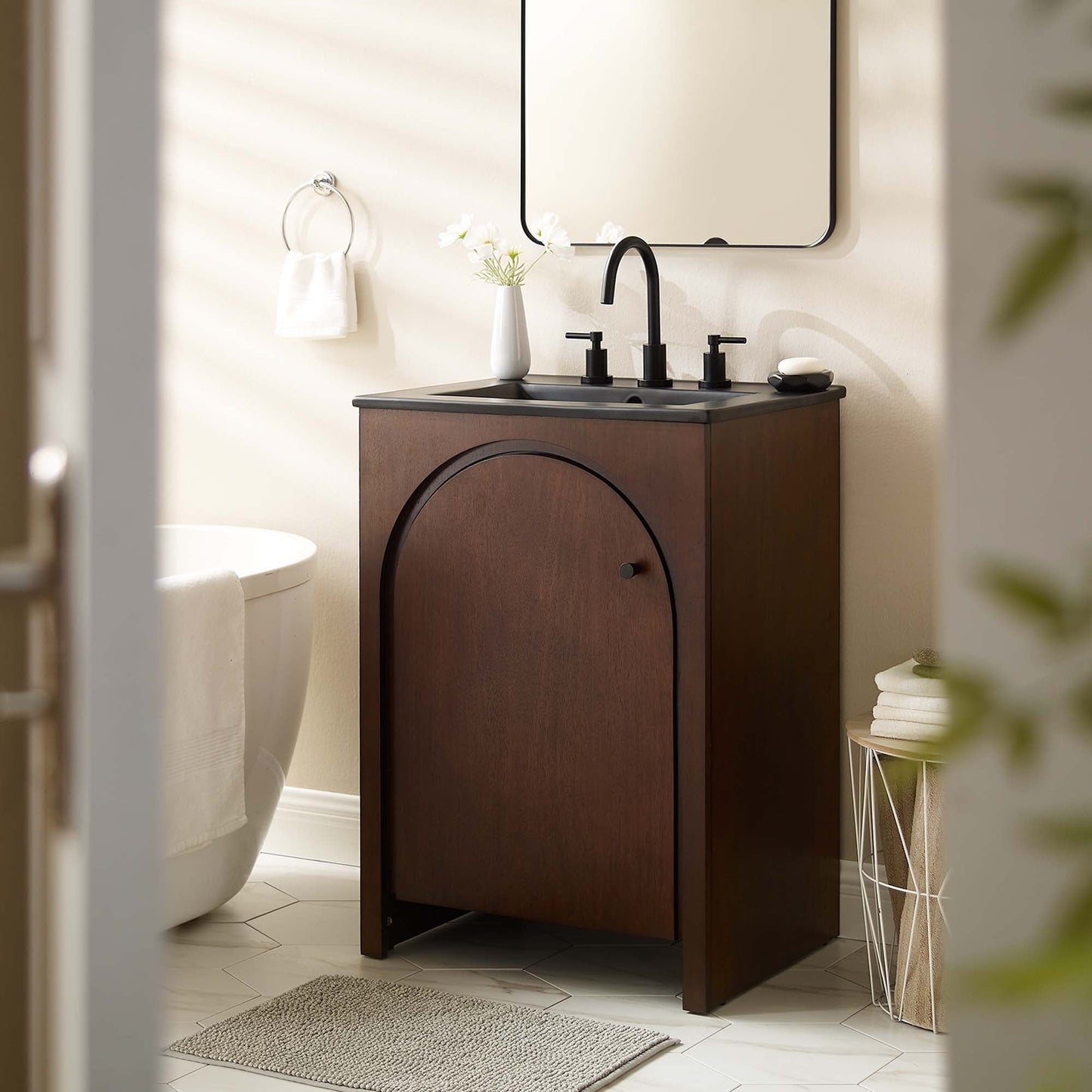 Modway furniture Appia Bathroom Vanity Basin Included - EEI-6788-OAK-WHI