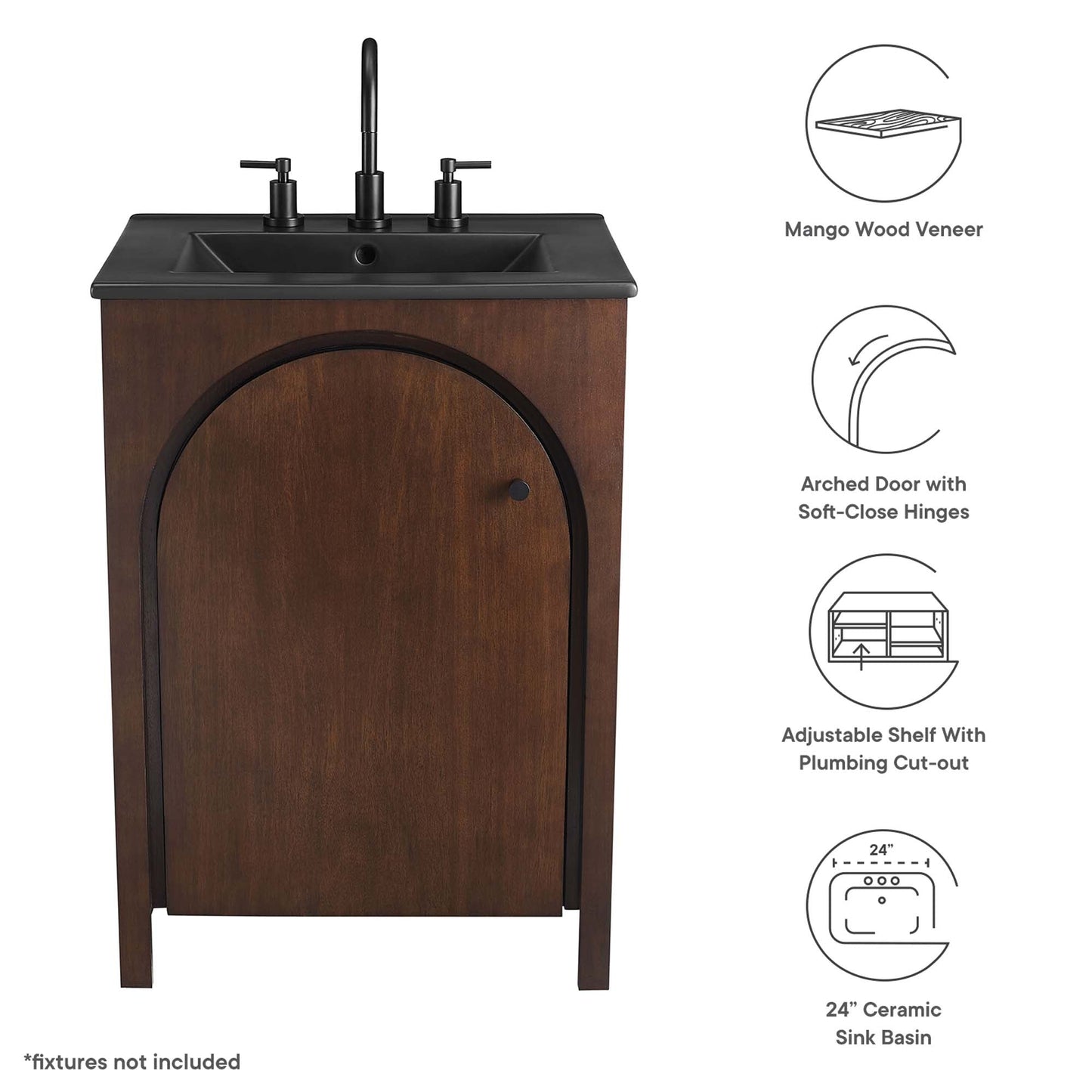 Modway furniture Appia Bathroom Vanity Basin Included - EEI-6788-OAK-WHI