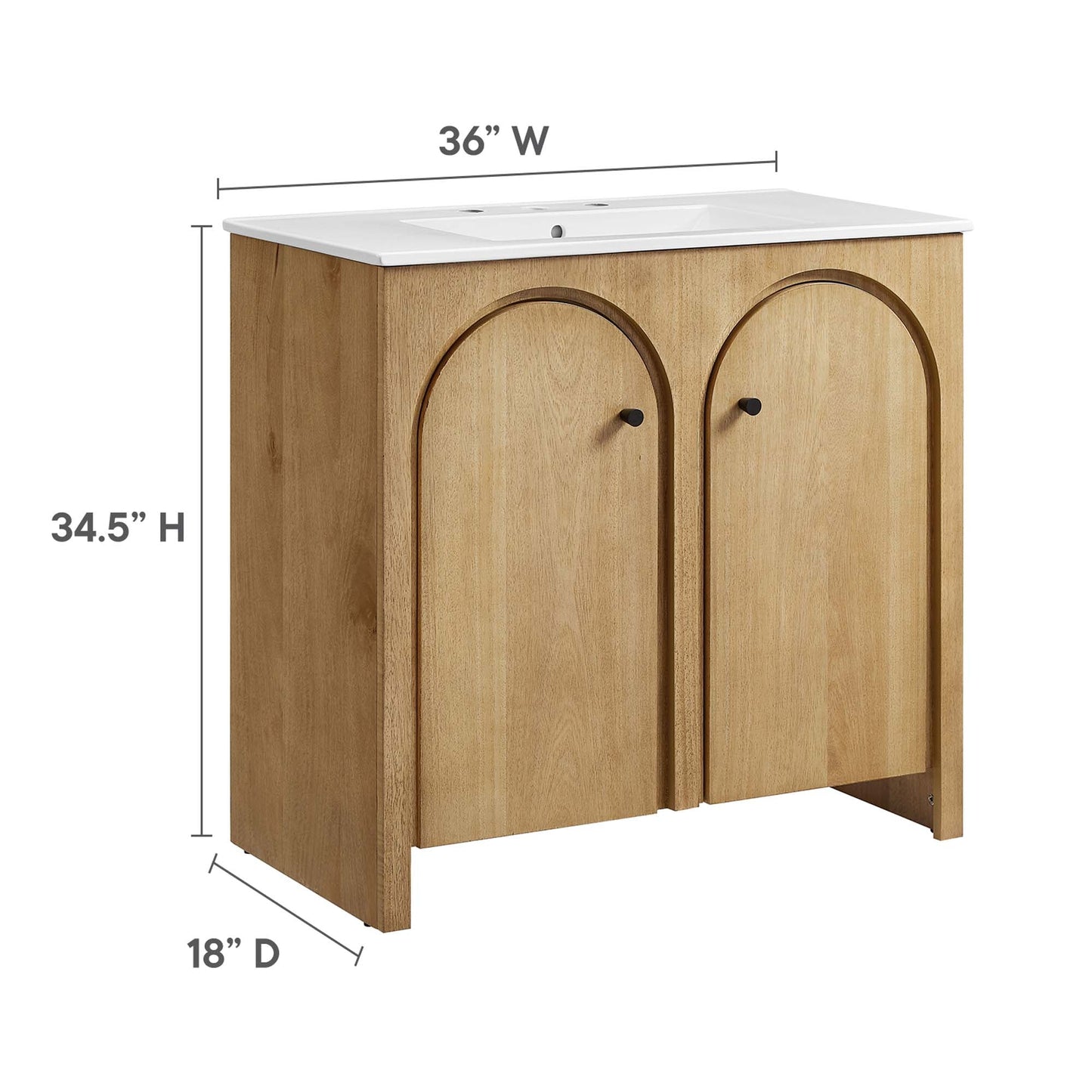 Modway furniture Appia Bathroom Vanity Basin Included - EEI-6788-OAK-WHI