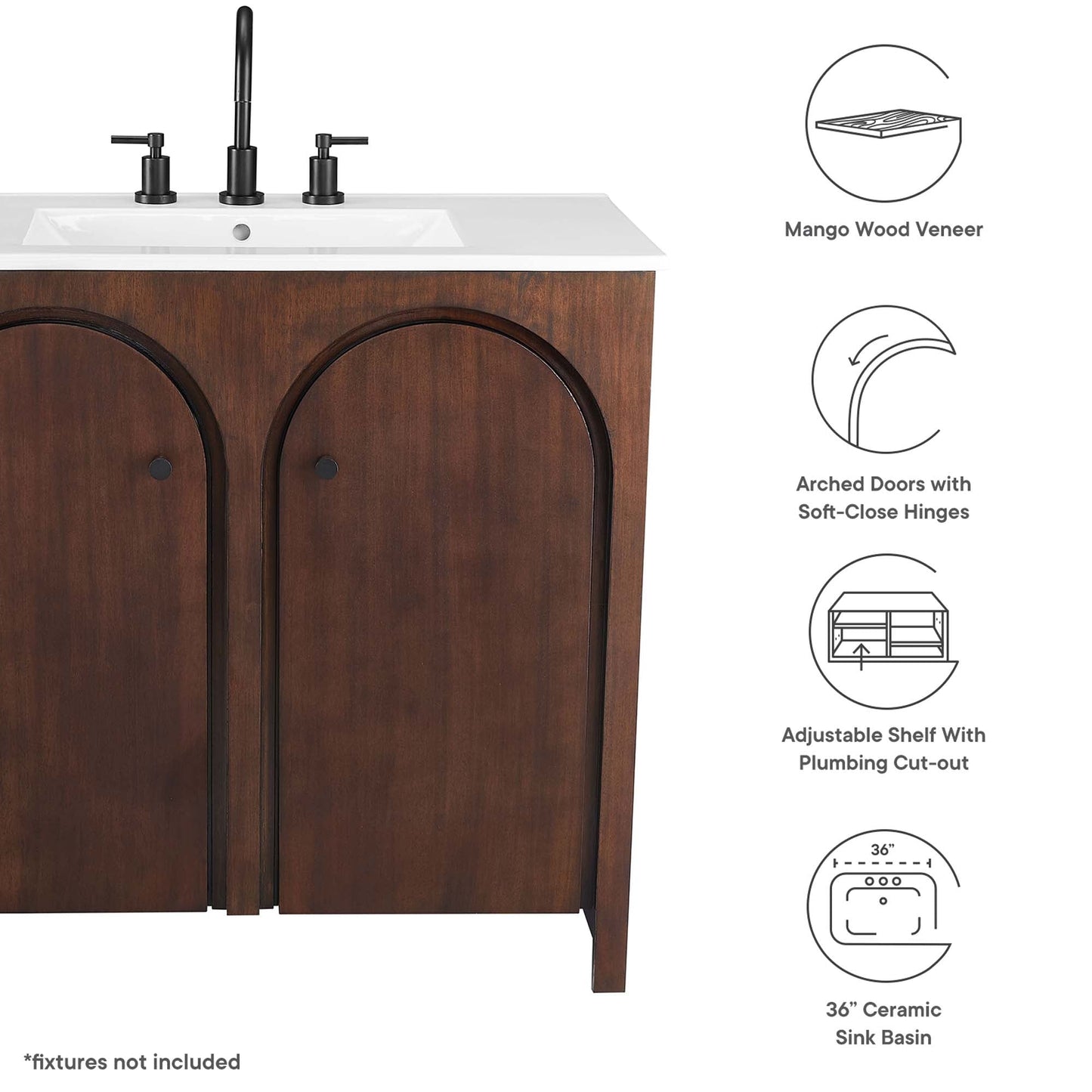Modway furniture Appia Bathroom Vanity Basin Included - EEI-6788-OAK-WHI