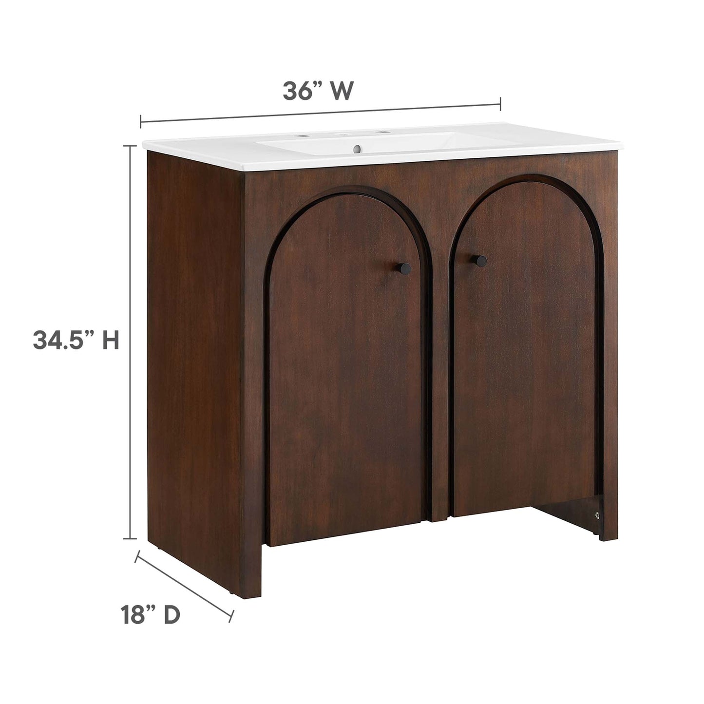 Modway furniture Appia Bathroom Vanity Basin Included - EEI-6788-OAK-WHI