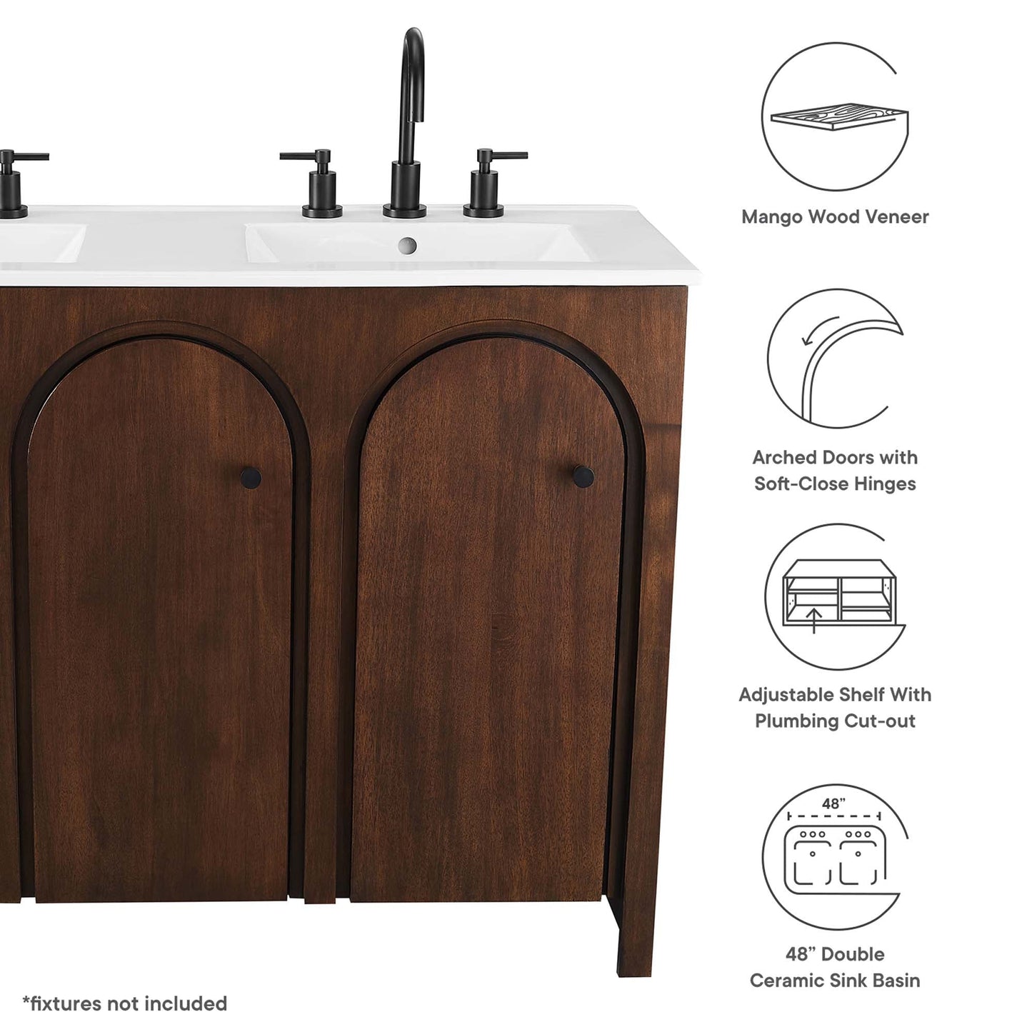 Modway furniture Appia Bathroom Vanity Basin Included - EEI-6788-OAK-WHI