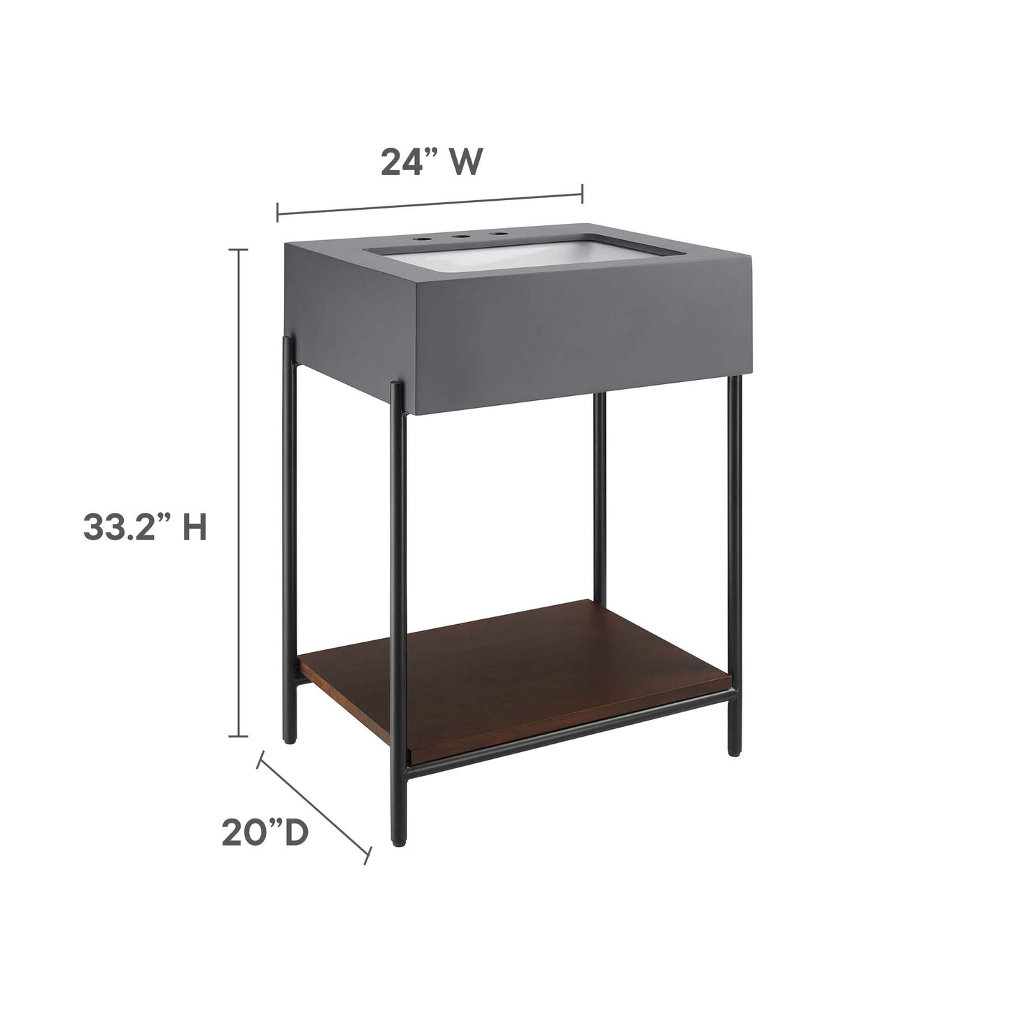 Modway furniture Etch 24" Bathroom Vanity with Sink - EEI-6861-BLK-WHI