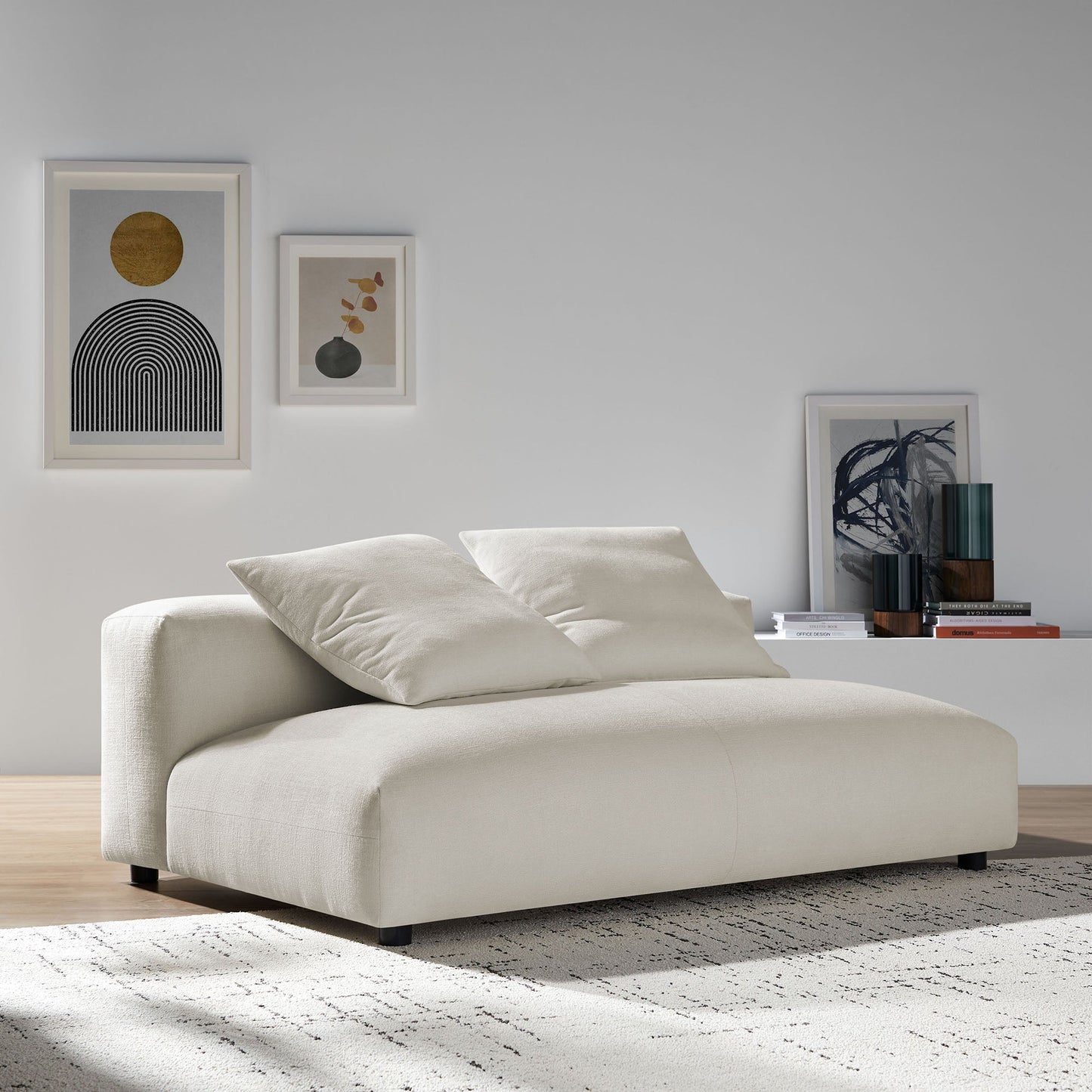 Modway Furniture Solace Modular Upholstered Armless Loveseat – Flexible Comfort for Modern Living Spaces, 800 lbs Capacity - EEI-6891-SAL
