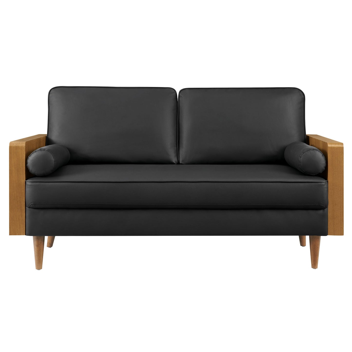 Modway Furniture Vegan Leather Loveseat - Chic Mid-Century Modern Design for Stylish Small Spaces & Comfort - EEI-6943-WAL-TAN
