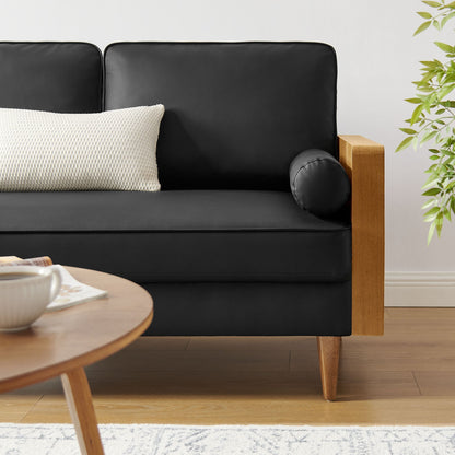 Modway Furniture Vegan Leather Loveseat - Chic Mid-Century Modern Design for Stylish Small Spaces & Comfort - EEI-6943-WAL-TAN