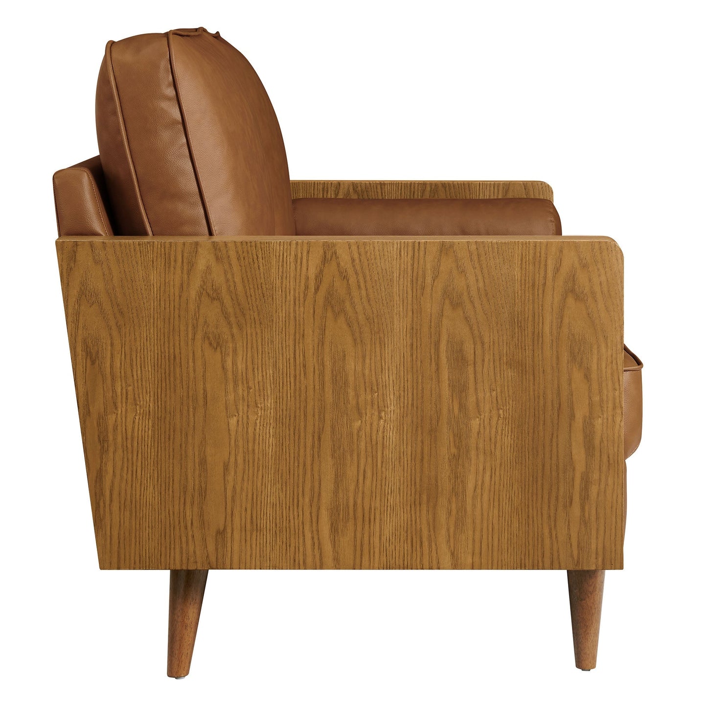 Modway Furniture Vegan Leather Loveseat - Chic Mid-Century Modern Design for Stylish Small Spaces & Comfort - EEI-6943-WAL-TAN