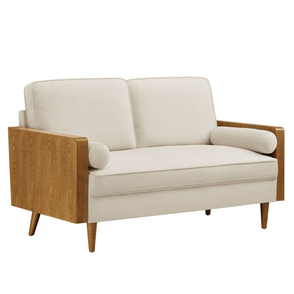 Modway furniture Kellan Performance Velvet Loveseat - Luxurious Mid Century Modern Design for Stylish Comfort - EEI-6945-WAL-MOG