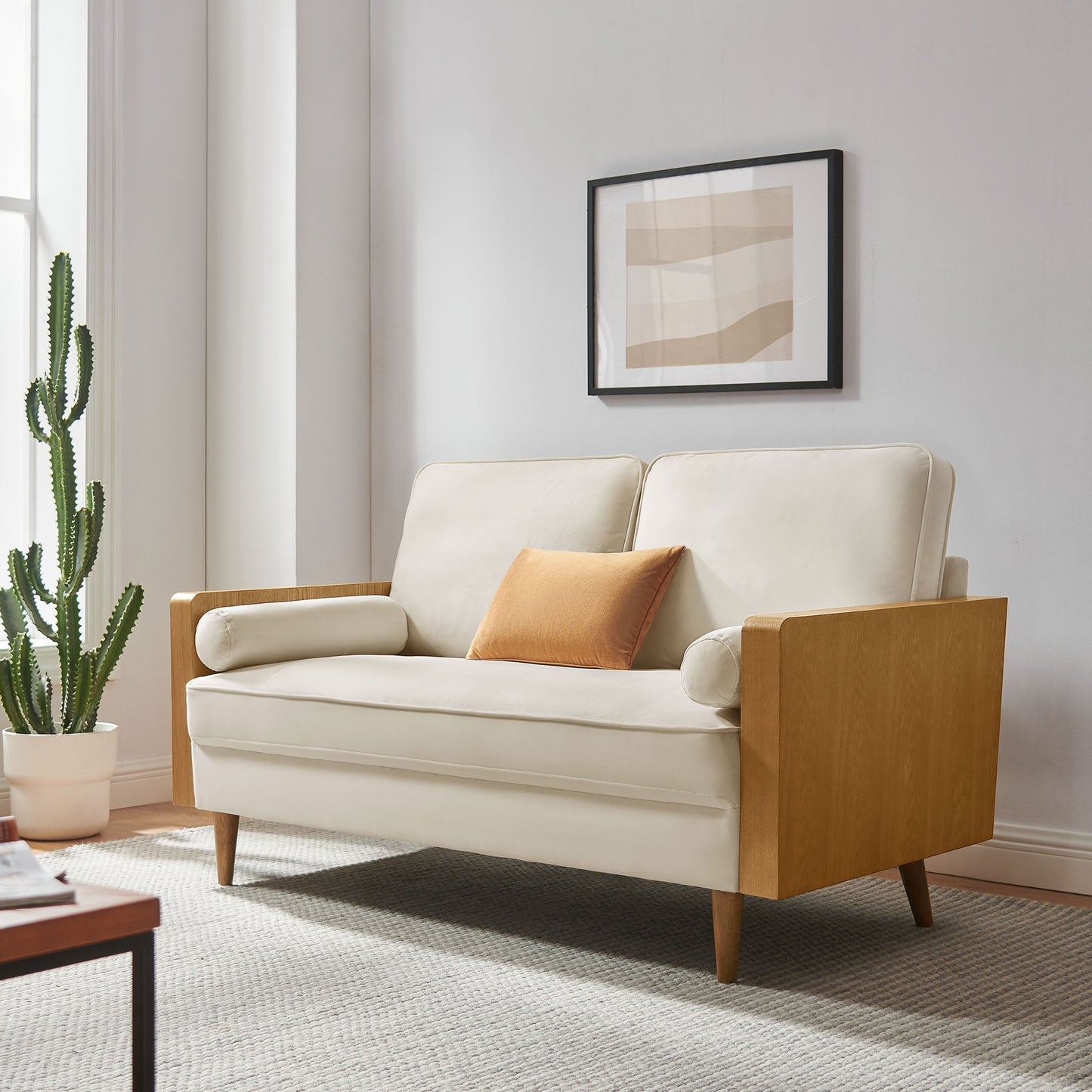 Modway furniture Kellan Performance Velvet Loveseat - Luxurious Mid Century Modern Design for Stylish Comfort - EEI-6945-WAL-MOG