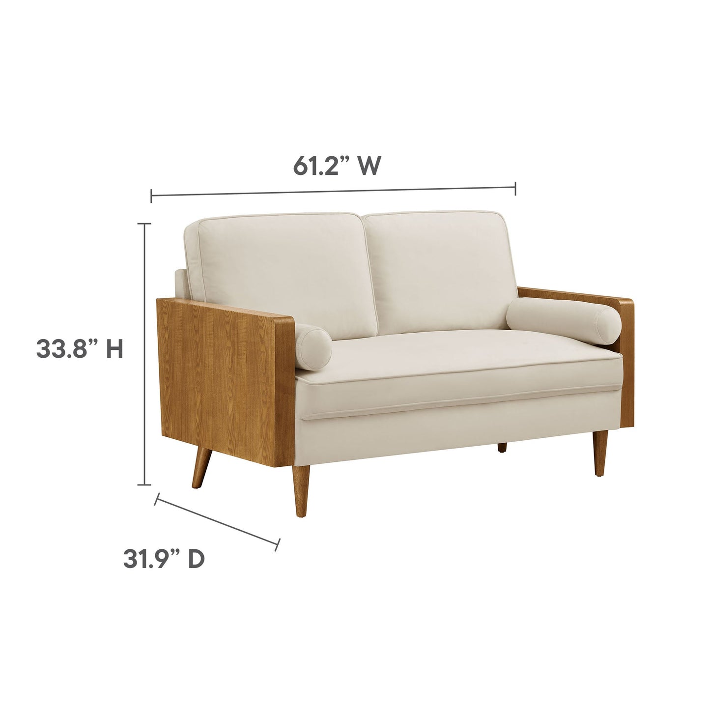Modway furniture Kellan Performance Velvet Loveseat - Luxurious Mid Century Modern Design for Stylish Comfort - EEI-6945-WAL-MOG