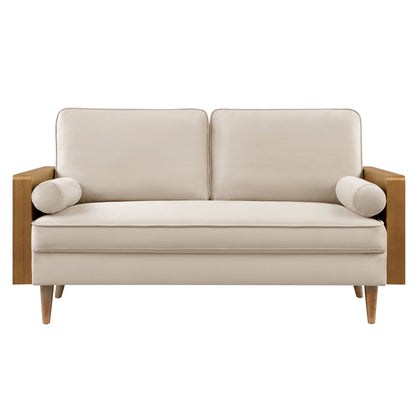 Modway furniture Kellan Performance Velvet Loveseat - Luxurious Mid Century Modern Design for Stylish Comfort - EEI-6945-WAL-MOG