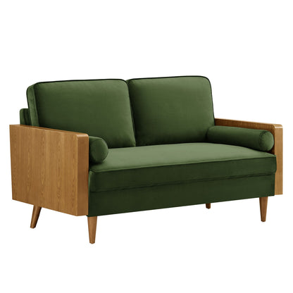 Modway furniture Kellan Performance Velvet Loveseat - Luxurious Mid Century Modern Design for Stylish Comfort - EEI-6945-WAL-MOG