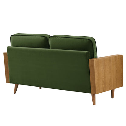 Modway furniture Kellan Performance Velvet Loveseat - Luxurious Mid Century Modern Design for Stylish Comfort - EEI-6945-WAL-MOG