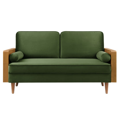 Modway furniture Kellan Performance Velvet Loveseat - Luxurious Mid Century Modern Design for Stylish Comfort - EEI-6945-WAL-MOG