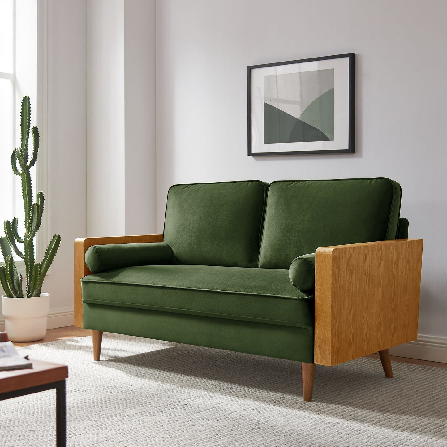 Modway furniture Kellan Performance Velvet Loveseat - Luxurious Mid Century Modern Design for Stylish Comfort - EEI-6945-WAL-MOG