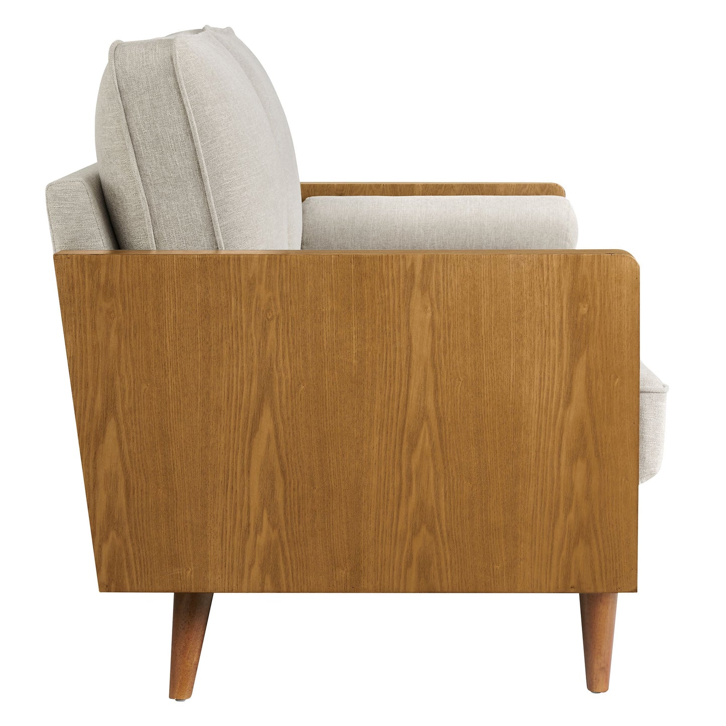 Modway Furniture Kellan Upholstered Loveseat with Wood Grain Armrests – Stylish Comfort for Modern Living Spaces - EEI-6962-WAL-HLB