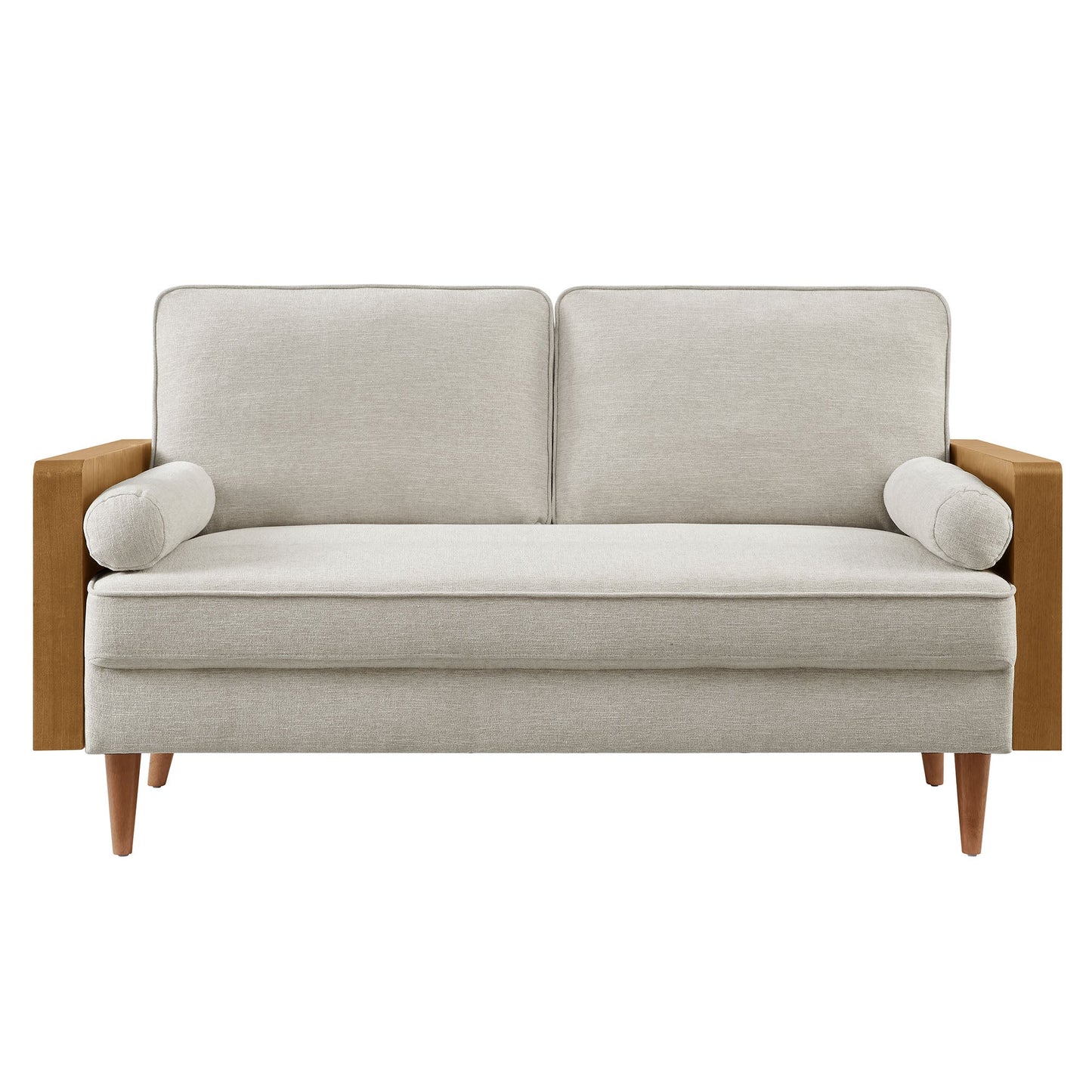 Modway Furniture Kellan Upholstered Loveseat with Wood Grain Armrests – Stylish Comfort for Modern Living Spaces - EEI-6962-WAL-HLB