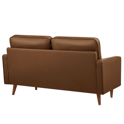 Modway Furniture Valour Tufted Vegan Leather Loveseat - Modern Comfort, Chic Design, Perfect for Any Living Space - EEI-6972-BRN