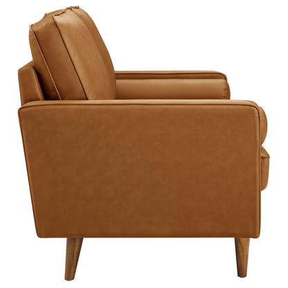 Modway Furniture Valour Tufted Vegan Leather Loveseat - Modern Comfort, Chic Design, Perfect for Any Living Space - EEI-6972-BRN