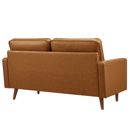 Modway Furniture Valour Tufted Vegan Leather Loveseat - Modern Comfort, Chic Design, Perfect for Any Living Space - EEI-6972-BRN