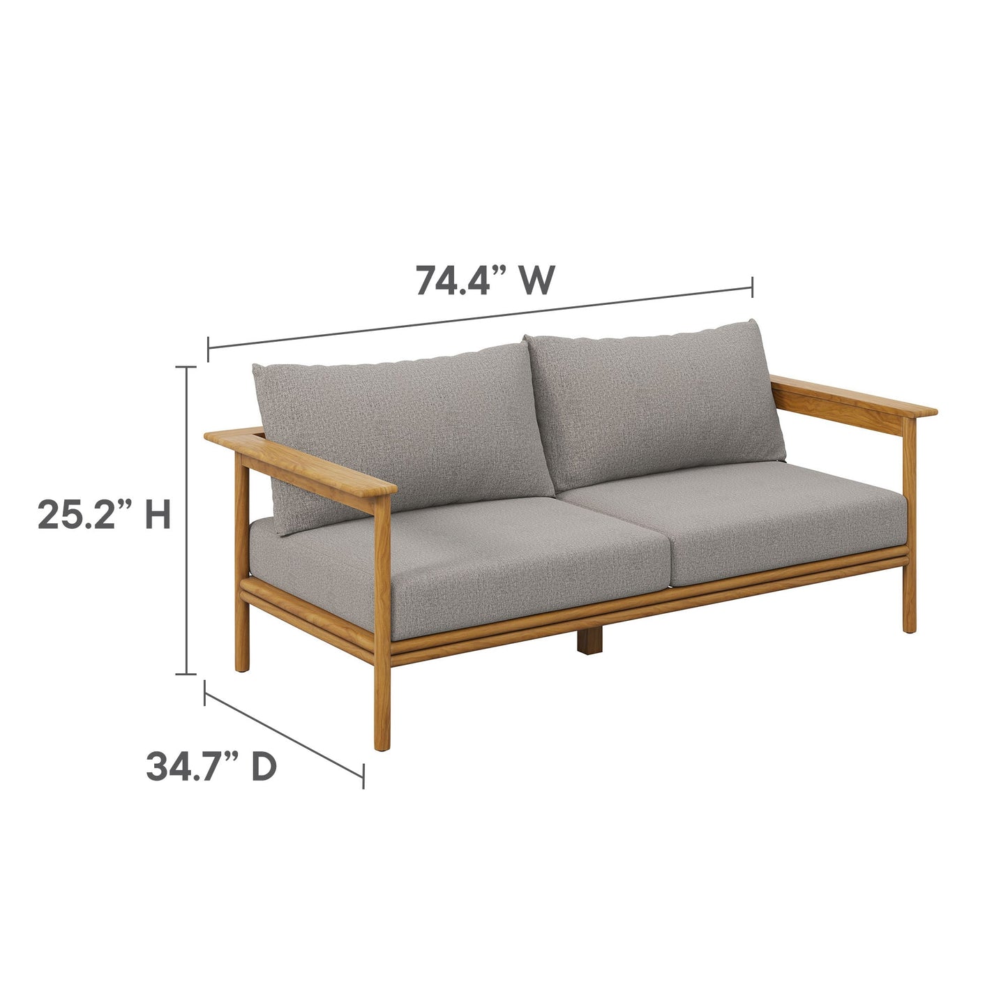 Modway Furniture Wren 6-Piece Outdoor Patio Teak Wood Furniture Set - EEI-7069-NAT-SAI