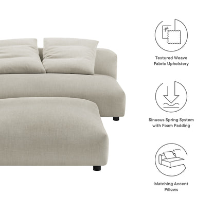 Modway Furniture Solace Modular Upholstered Armless Loveseat and Ottoman Set for Modern Comfort and Style - EEI-7031-SAL