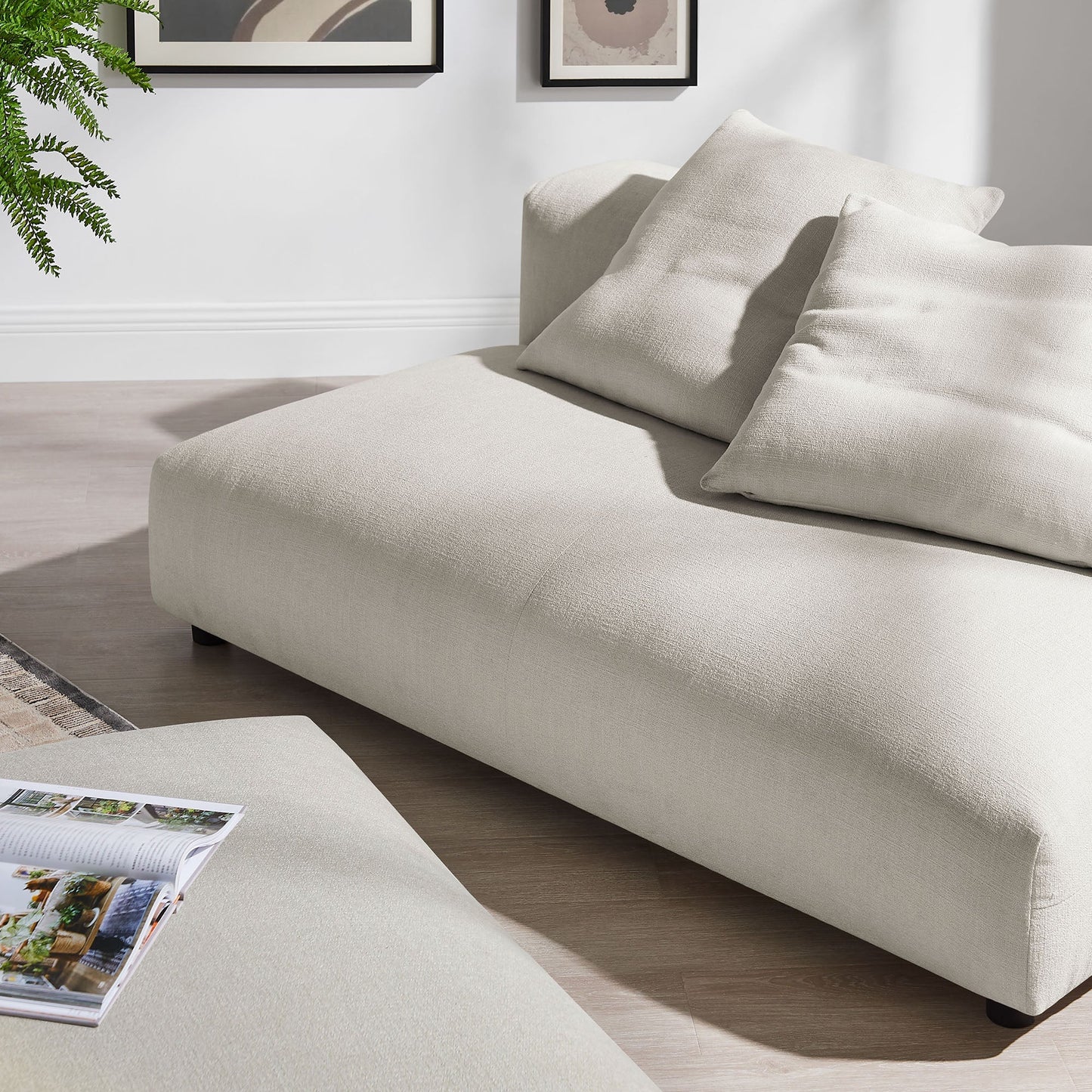 Modway Furniture Solace Modular Upholstered Armless Loveseat and Ottoman Set for Modern Comfort and Style - EEI-7031-SAL