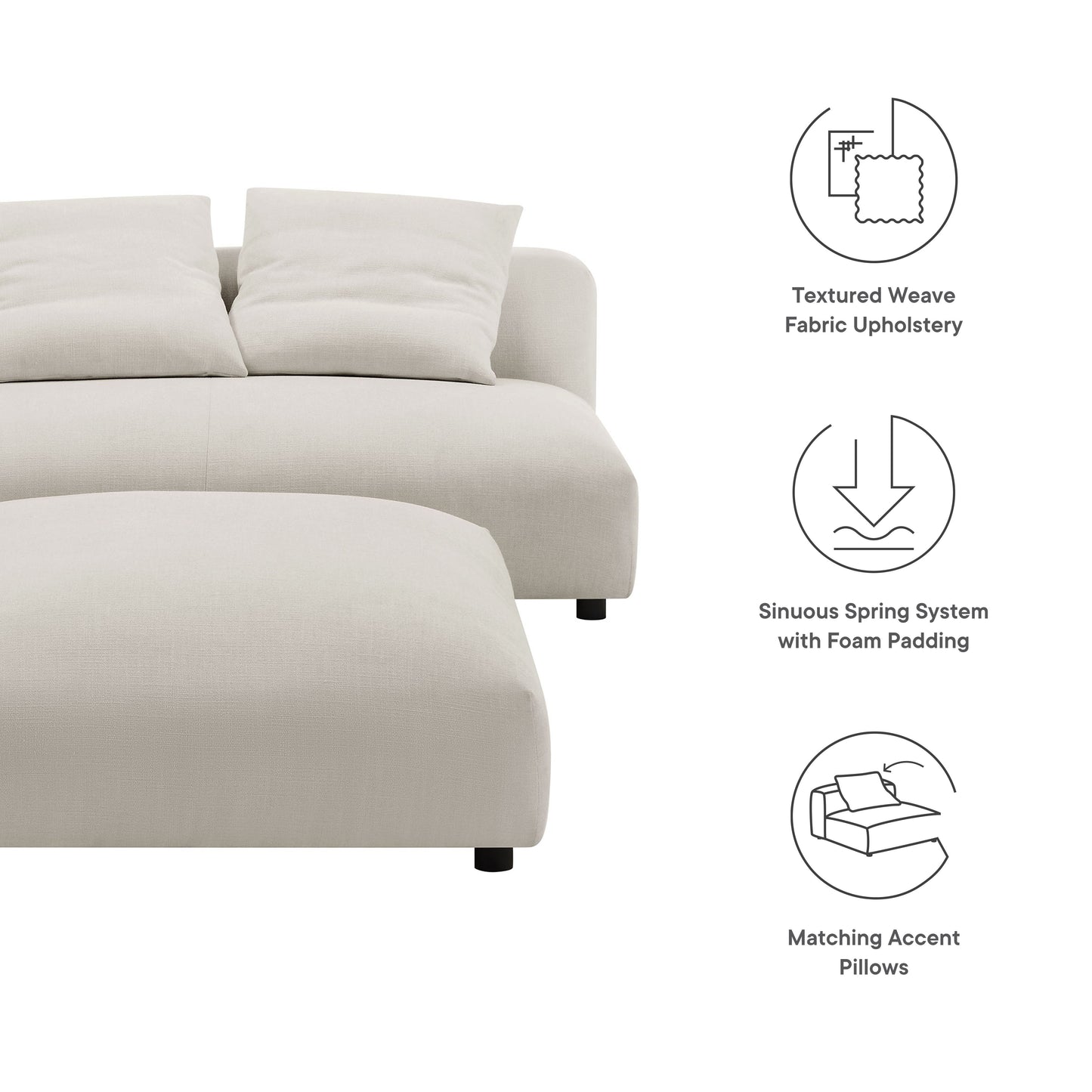 Modway Furniture Solace Modular Upholstered Armless Loveseat and Ottoman Set for Modern Comfort and Style - EEI-7031-SAL