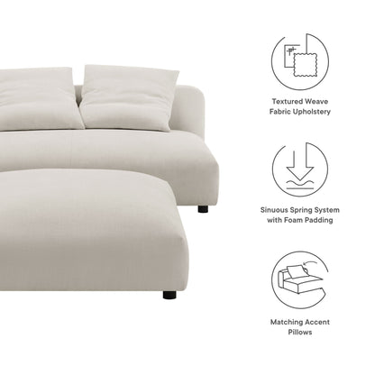 Modway Furniture Solace Modular Upholstered Armless Loveseat and Ottoman Set for Modern Comfort and Style - EEI-7031-SAL