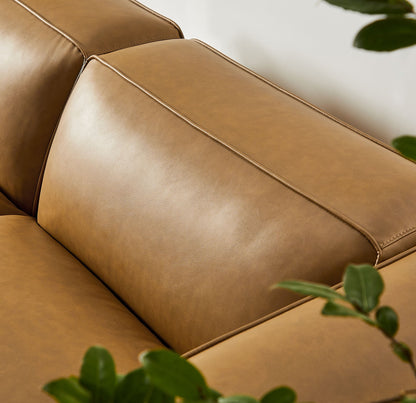 Modway furniture Auren 3-Piece Upholstered Vegan Leather Modular Loveseat with Ottoman - EEI-7130-CAM