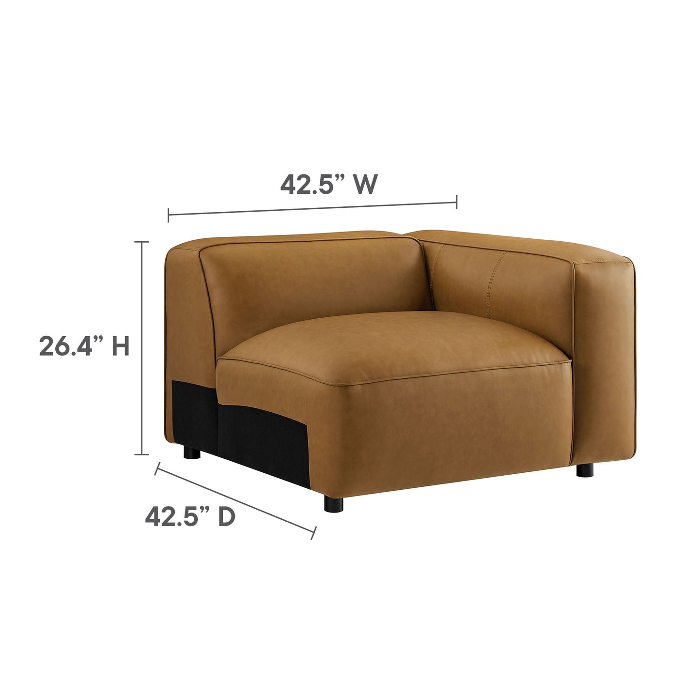 Modway furniture Auren 3-Piece Upholstered Vegan Leather Modular Loveseat with Ottoman - EEI-7130-CAM