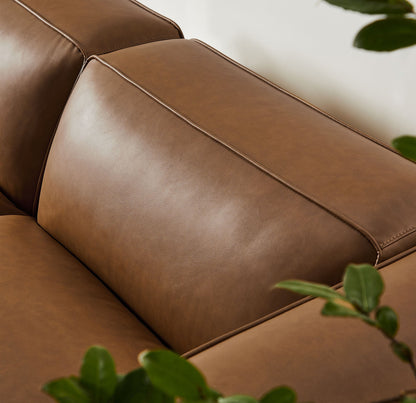 Modway furniture Auren 3-Piece Upholstered Vegan Leather Modular Loveseat with Ottoman - EEI-7130-CAM