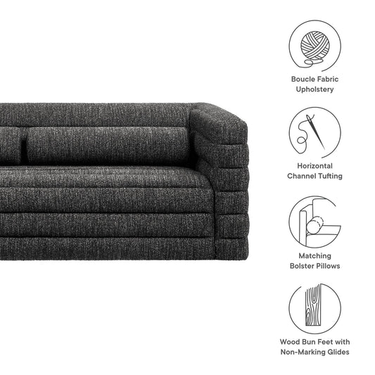 Modway furniture Relle Channel Tufted Boucle Upholstered Sofa - EEI-7136-CHA