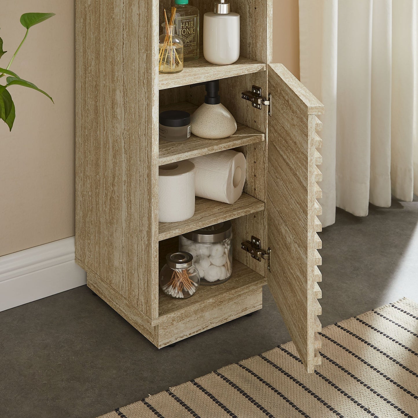 Modway furniture Render Tall Narrow Faux Travertine Linen Storage Cabinet - EEI-7178-TRA