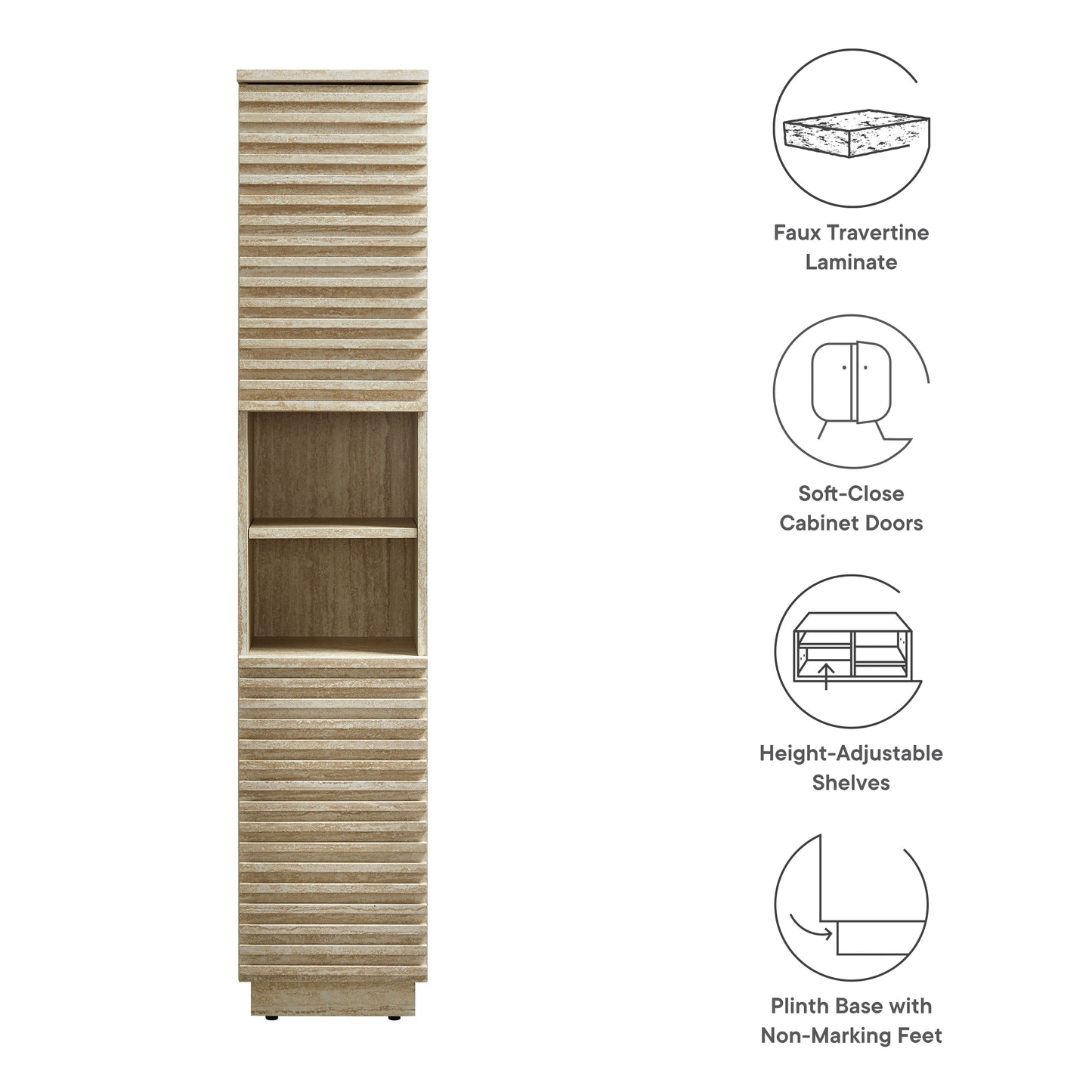 Modway furniture Render Tall Narrow Faux Travertine Linen Storage Cabinet - EEI-7178-TRA